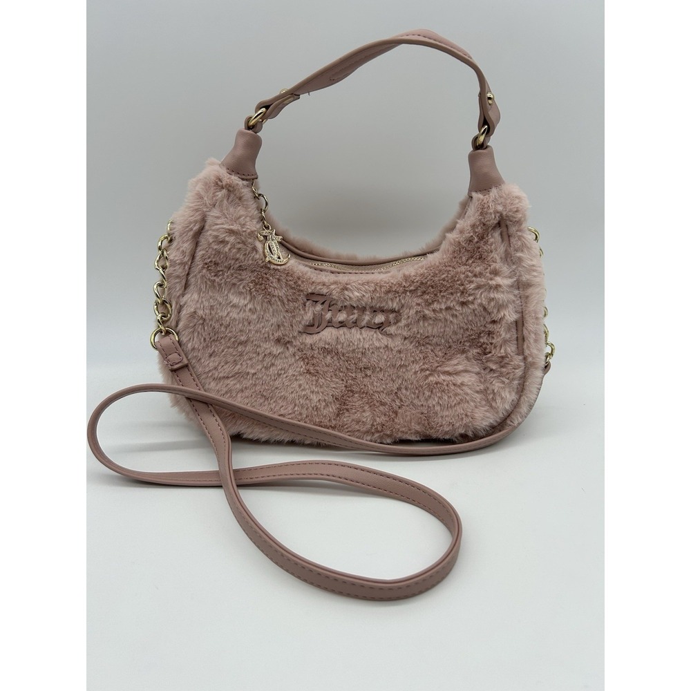 Juicy Couture Dusty Blush Pink Faux Fur Semi Charmed Coho Crossbody Bag‎ Purse